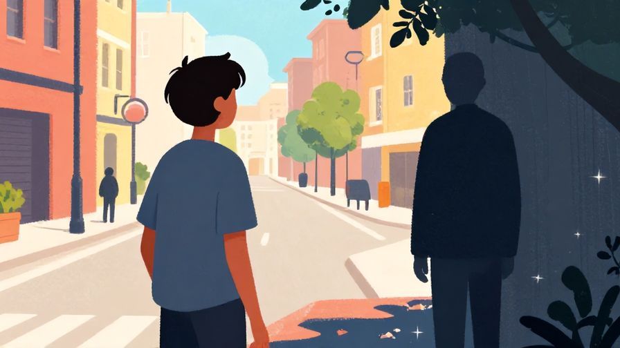 Illustration%20of%20a person turning their back on a shady figure, city street background, vibrant colors, illustrated style