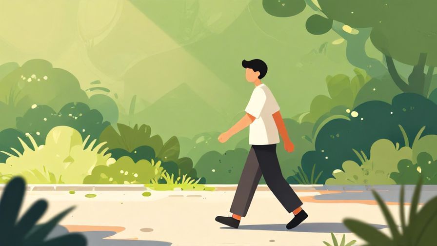 Illustration%20of%20a person walking confidently towards the left%20on%20a%20path%20with%20greenery%20and%20sunlight%2C%20illustrated%20style