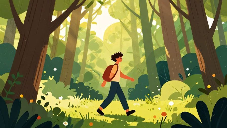 Illustration%20of%20a person walking confidently through a forest bathed in sunlight%2C%20vibrant%20colors%2C%20illustrated%20style