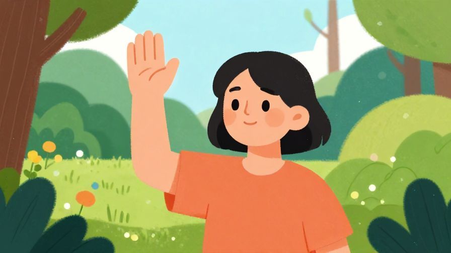 Illustration%20of%20a person waving their hand reassuringly, with a calm, nature-inspired background, vibrant colors, illustrated style
