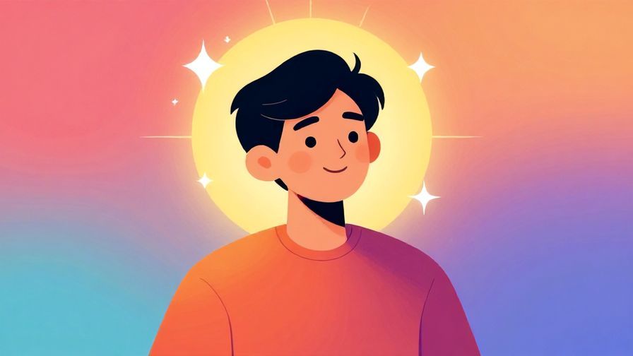 Illustration%20of%20a person with a bright spark around their head, relaxed and confident, colorful background