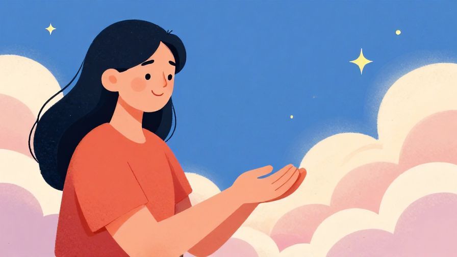 Illustration%20of%20a person with a calming smile, extending a hand reassuringly, soft clouds and stars background, vibrant colors, illustrated style