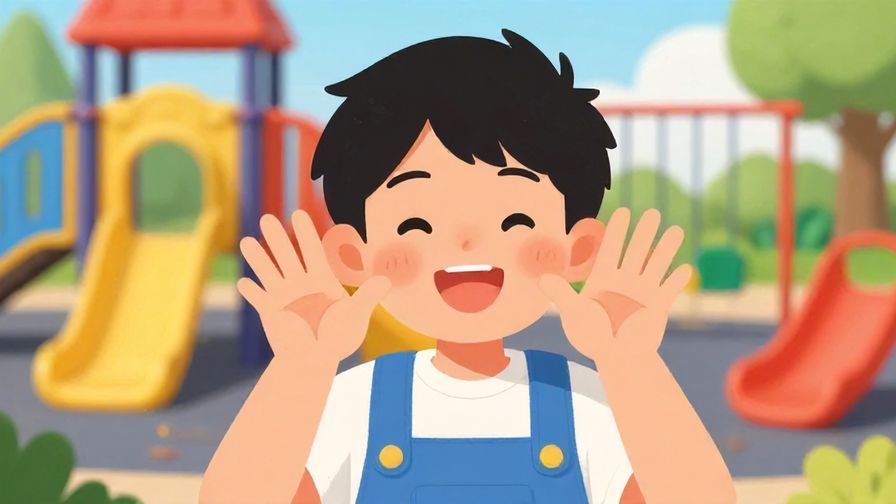 Illustration%20of%20a person with a cheeky grin, playful hand gesture, colorful outdoor playground background