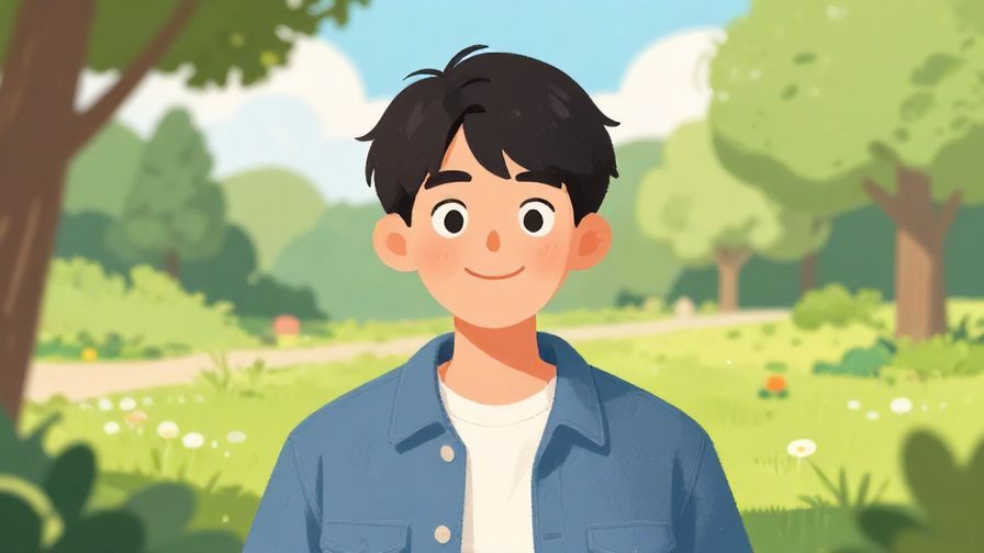 Illustration%20of%20a person with a cheeky smile and curious eyes, casual clothes, bright park background, illustrated style