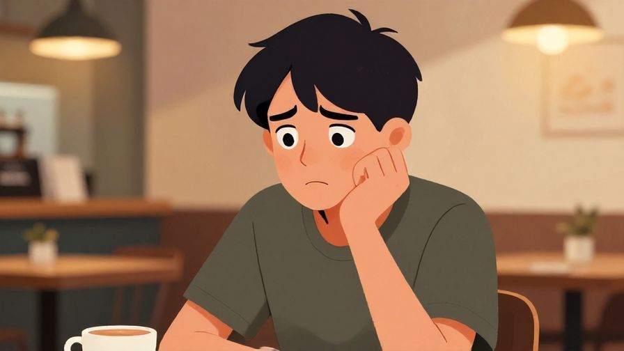 Illustration%20of%20a person with a confused and skeptical expression, casual cafe background with warm lighting