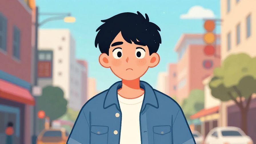 Illustration%20of%20a person with a curious expression, slightly raised eyebrows, casual streetwear, lively city background, illustrated style