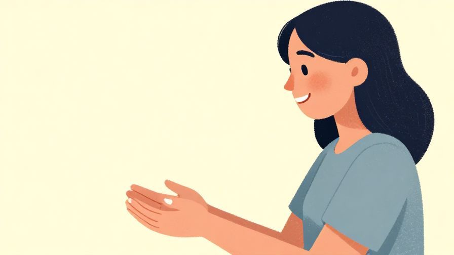 Illustration%20of%20a person with a gentle smile and open hands, inviting understanding, soft pastel background, illustrated style