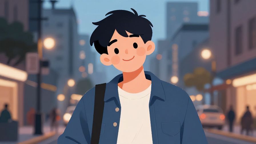 Illustration%20of%20a person with a relaxed shrug and a playful smile, soft urban evening background, illustrated style