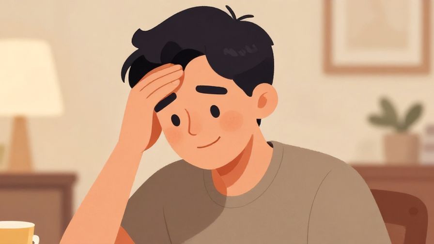 Illustration%20of%20a person with a slight embarrassed smile, scratching the back of their head, warm indoor setting