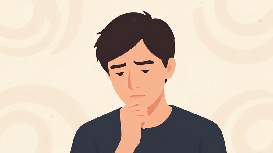 Illustration%20of%20a person with furrowed brows, hand on chin, thinking deeply with a soft background of abstract swirls representing thought