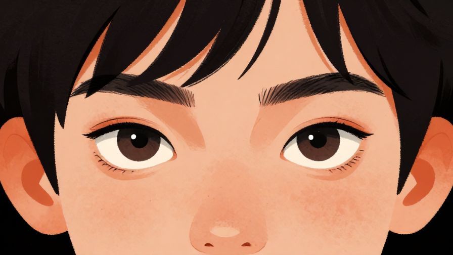 Illustration%20of%20a person with intense eyes locking gaze, bold colors, illustrated style