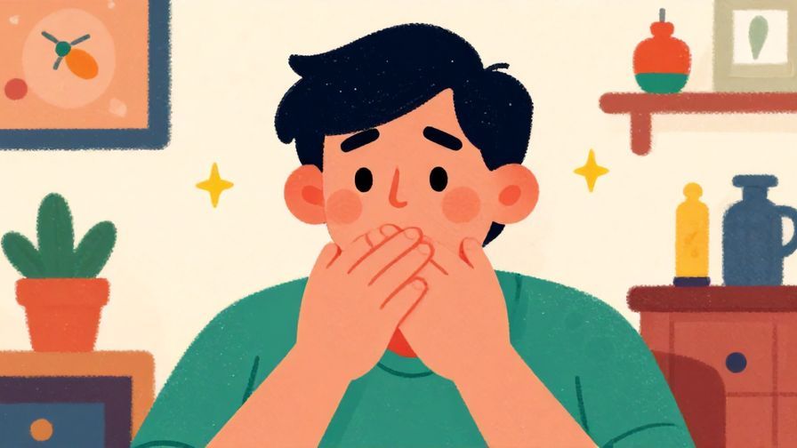 Illustration%20of%20a person with playful smile and hand covering mouth, expressing disbelief, cozy indoor setting, vibrant colors, illustrated style