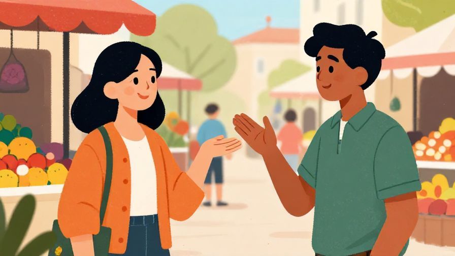 Illustration%20of%20a person%20asking%20another%20with%20a%20friendly%20smile%20and%20open%20hand%20gesture%2C%20outdoor%20market%20scene%2C%20vibrant%20colors%2C%20illustrated%20style