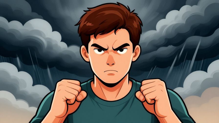Illustration%20of%20a person%20clenching%20their%20fists%20with%20a%20tense%20expression%2C%20background%20with%20stormy%20clouds%20symbolizing%20anger%20and%20stress%2C%20detailed%20background%2C%20vibrant%20colors%2C%20illustrated%20style
