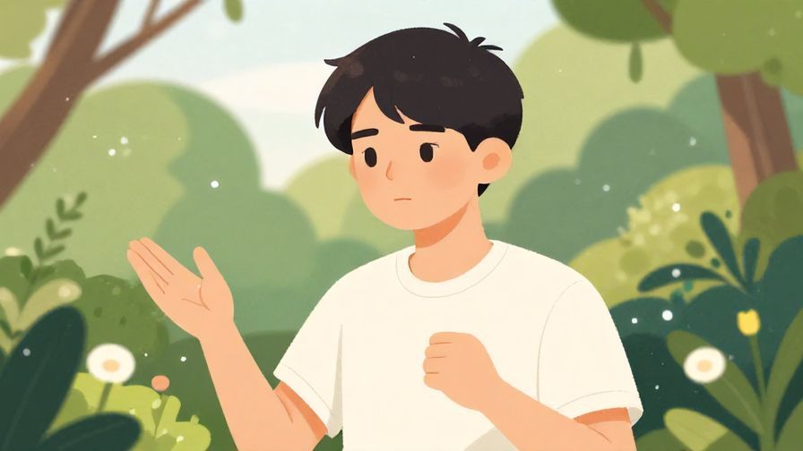 Illustration%20of%20a person%20gesturing%20seriously%20with%20a%20calm%20expression%20in%20a%20garden%20setting%2C%20soft%20lighting%2C%20illustrated%20style