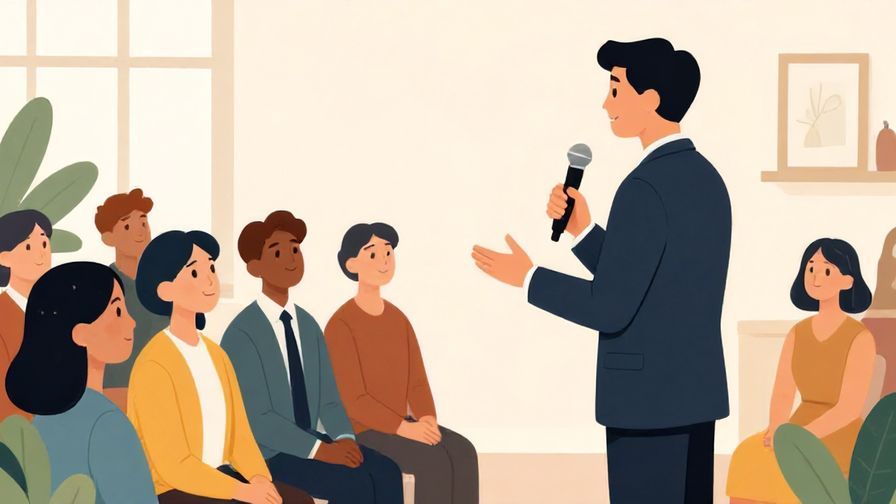 Illustration%20of%20a person%20giving%20a%20formal%20speech%20with%20a%20microphone%20and%20audience%20listening%20attentively%2C%20vibrant%20colors%2C%20illustrated%20style
