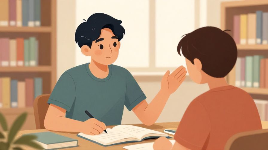 Illustration%20of%20a person%20giving%20a%20helpful%20nod%20to%20another%20in%20a%20library%20setting%2C%20warm%20colors%2C%20illustrated%20style