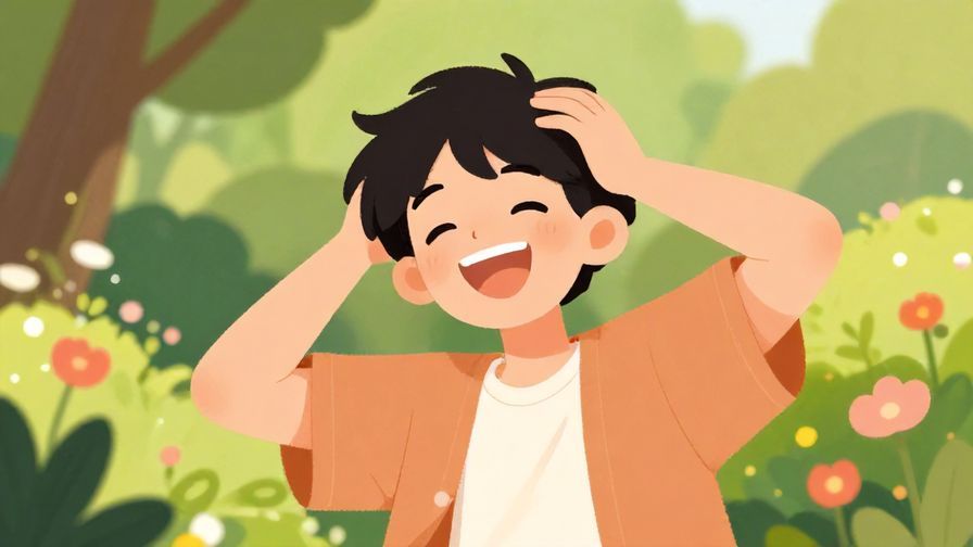 Illustration%20of%20a person%20laughing%20and%20holding%20their%20head%20in%20amusement%2C%20park%20scene%20with%20flowers%20in%20background%2C%20illustrated%20style