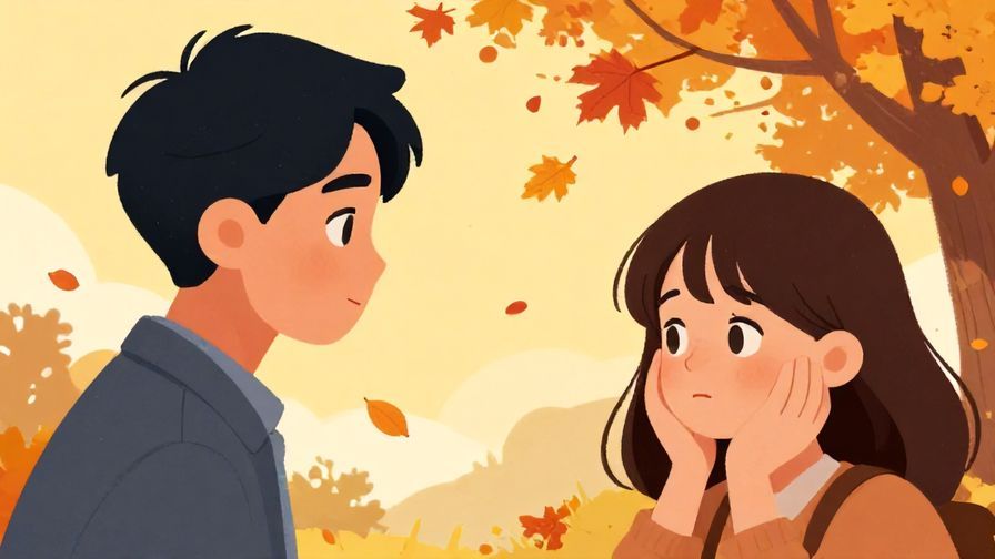 Illustration%20of%20a person%20looking knowingly%20at%20another%20who%20looks%20regretful%2C%20with%20autumn%20leaves%20falling%20in%20the%20background%2C%20vibrant%20colors%2C%20illustrated%20style