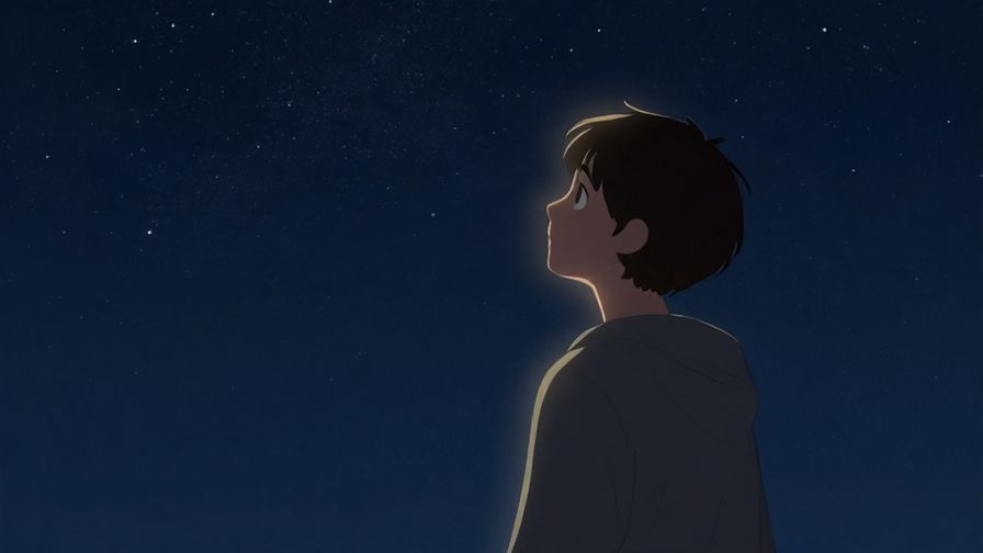 Illustration%20of%20a person%20looking thoughtfully%20at%20a%20starry%20night%20sky%20with%20soft%20glow%20around%20them%2C%20illustrated%20style