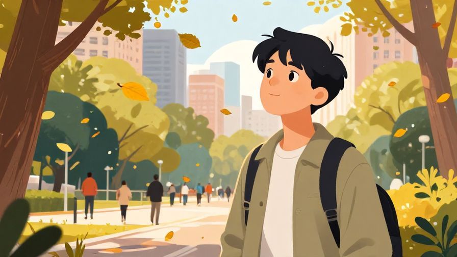 Illustration%20of%20a person%20looking%20curious%20and%20thoughtful%20while%20watching%20falling%20leaves%20in%20an%20urban%20park%2C%20detailed%20background%2C%20vibrant%20colors%2C%20illustrated%20style