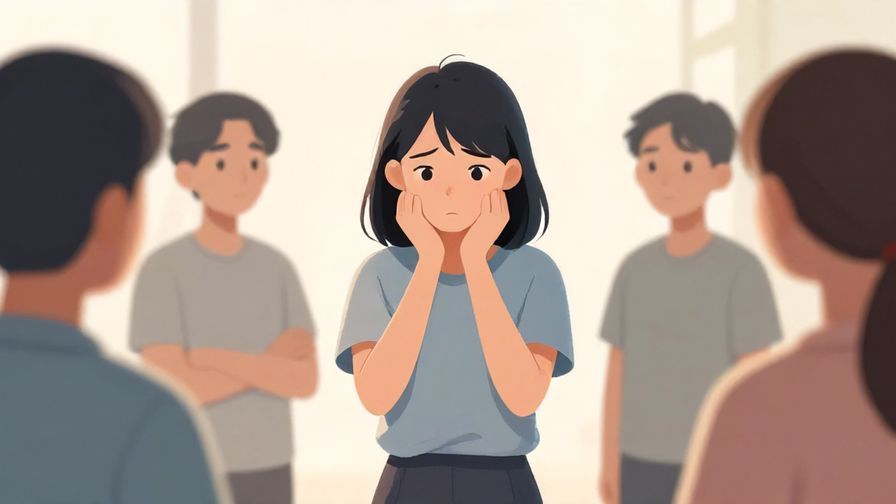 Illustration%20of%20a person%20looking%20nervous%20while standing%20in%20front%20of%20a%20group%2C%20soft%20lighting%2C%20illustrated%20style