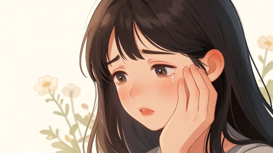 Illustration%20of%20a person%20looking%20sad%20and%20hurt%2C%20tears%20in%20their%20eyes%2C%20soft%20lighting%20and%20delicate%20flowers%20in%20background%2C%20illustrated%20style