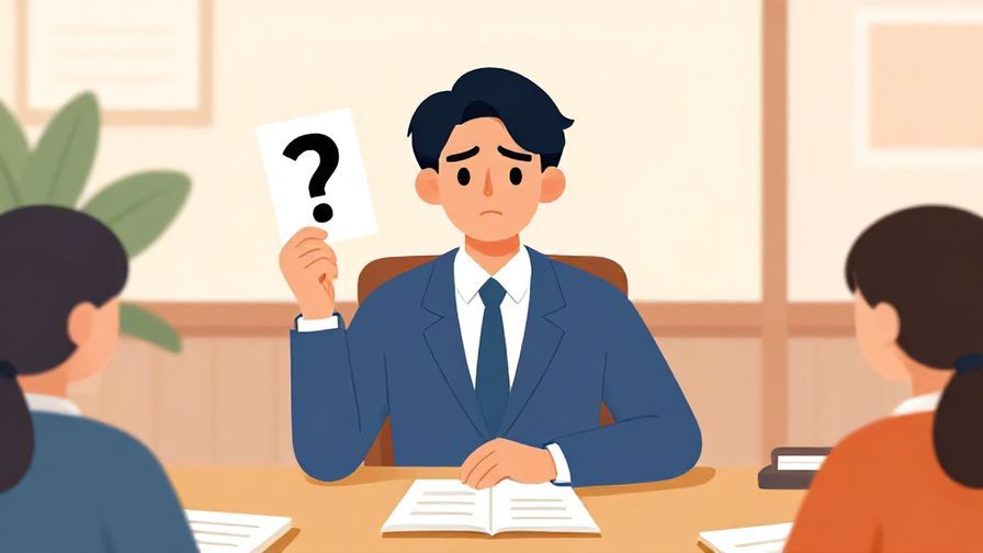 Illustration%20of%20a person%20looking%20uncertain%20while%20holding%20a%20question%20mark%20in%20a%20formal%20meeting%20room%2C%20vibrant%20colors