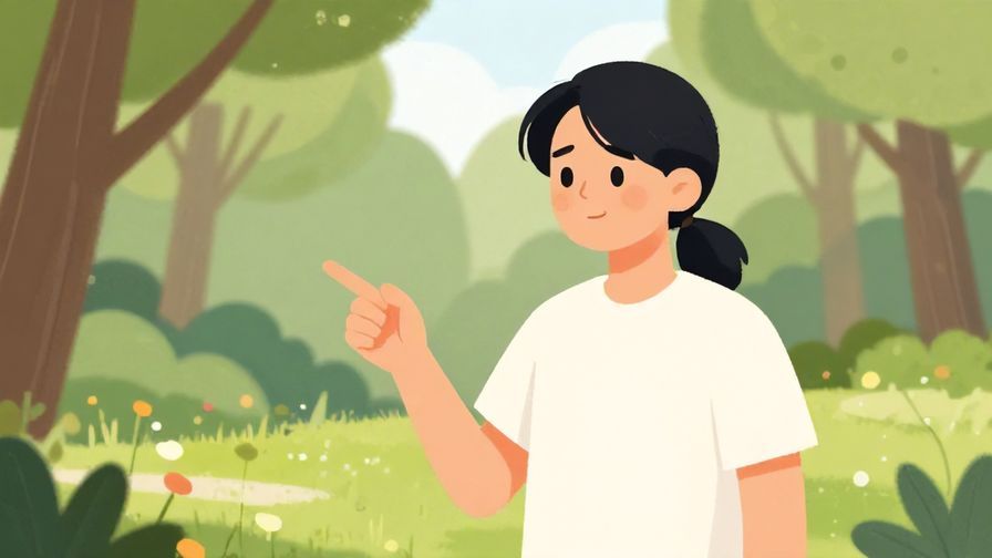 Illustration%20of%20a person%20pointing%20gently%20while%20smiling%20but%20with%20a%20slightly%20disappointed%20look%20in%20a%20park%20setting%2C%20illustrated%20style