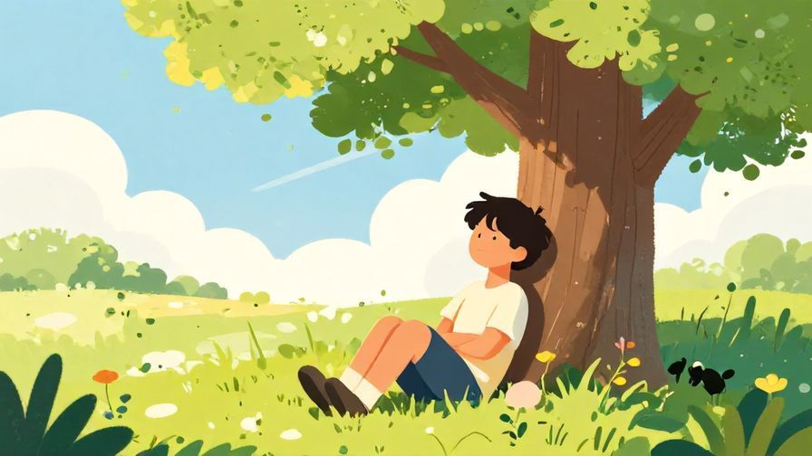 Illustration%20of%20a person%20resting%20under%20a%20tree%20looking%20weary%20on%20a%20hot%20day%2C%20vibrant%20colors%2C%20illustrated%20style