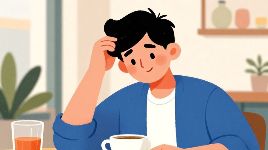 Illustration%20of%20a person%20scratching%20their%20head%20with%20a%20slightly%20confused%20but%20friendly%20smile%2C%20indoor%20cafe%20setting%2C%20vibrant%20colors%2C%20illustrated%20style