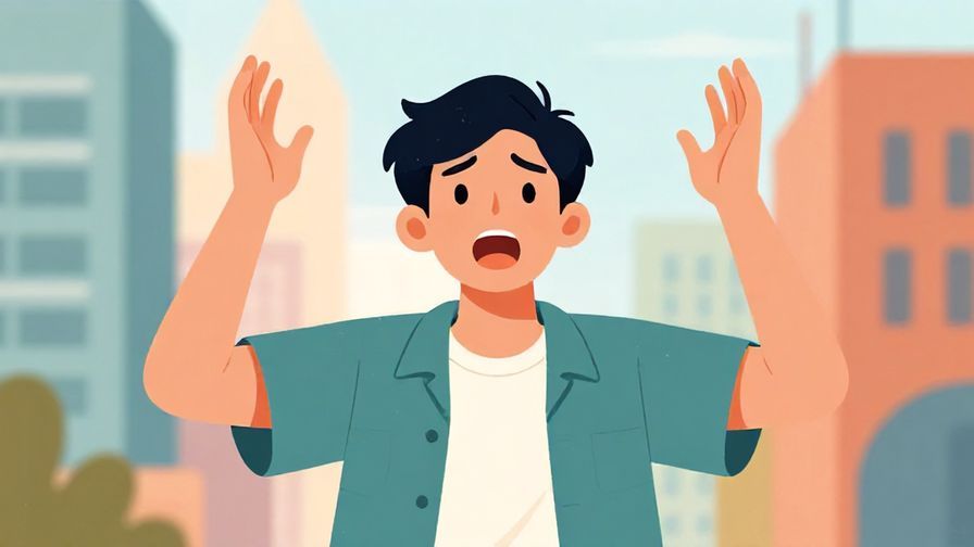 Illustration%20of%20a person%20throwing%20their%20hands%20up%20in%20exasperation%20and%20surprise%2C%20colorful%20urban%20background%2C%20illustrated%20style