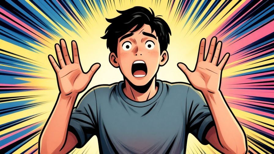 Illustration%20of%20a person%20with%20a%20dramatic%20expression%20of%20shock%2C%20hands%20raised%2C%20vibrant%20background%20with%20exaggerated%20motion%20lines%2C%20illustrated%20style