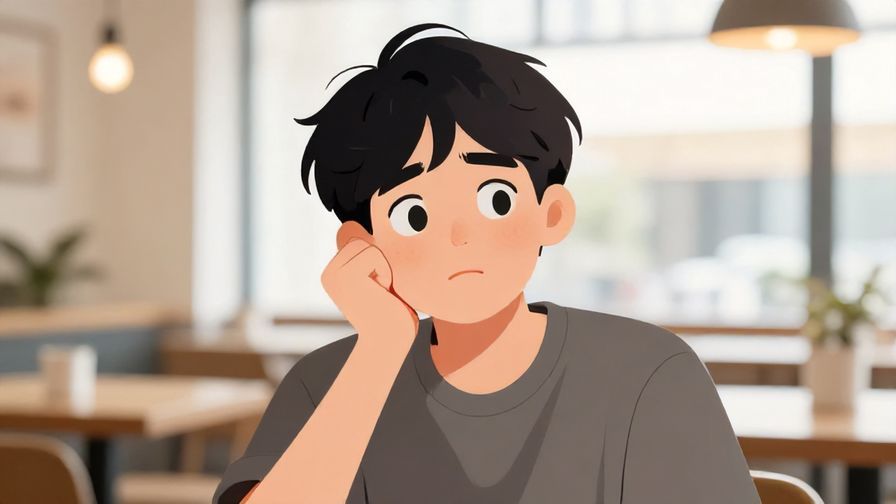 Illustration%20of%20a person%20with%20a%20questioning%20expression%2C%20tilting%20head%20curiously%2C%20bright%20indoor%20cafe%20background%2C%20illustrated%20style