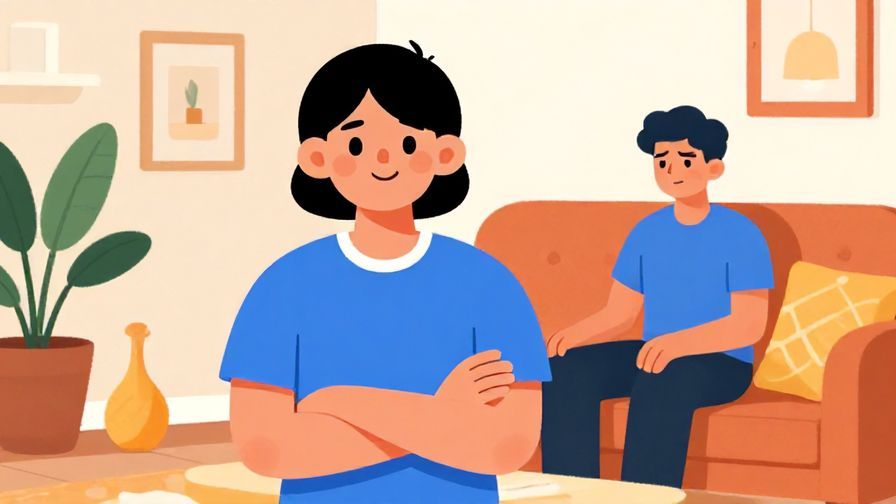 Illustration%20of%20a person%20with%20arms%20crossed%20and%20a%20smile%2C%20another%20person%20looking%20slightly%20annoyed%20in%20a%20living%20room%20scene%2C%20vibrant%20colors%2C%20illustrated%20style