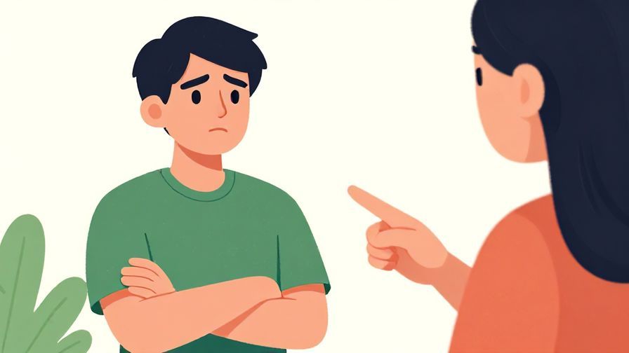 Illustration%20of%20a person%20with%20crossed%20arms%20looking%20a%20bit%20grumpy%2C%20and%20another%20person%20gently%20pointing%20out%20the%20behavior%20in%20a%20friendly%20setting%2C%20bright%20colors%2C%20illustrated%20style