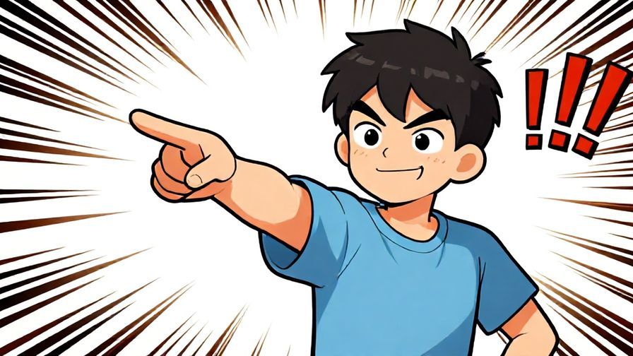 Illustration%20of%20a playful character with a cheeky grin, pointing forward confidently, surrounded by comic-style action bursts