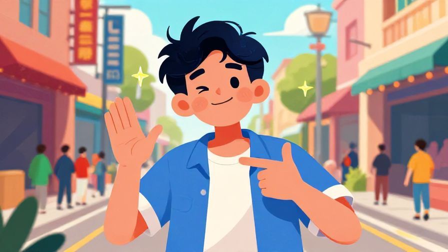 Illustration%20of%20a playful person introducing themselves with a cheeky expression%2c lively street background%2c vibrant colors%2c illustrated style