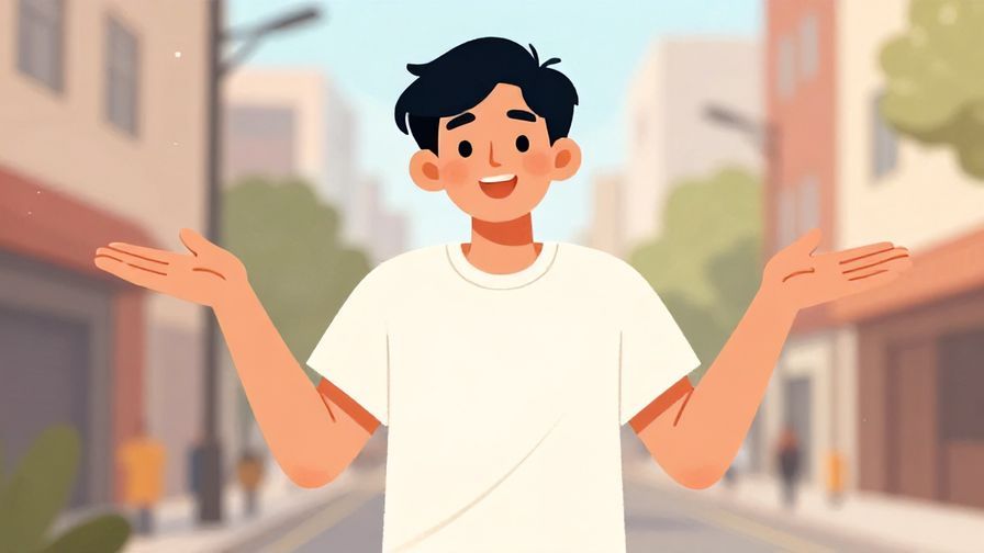 Illustration%20of%20a playful person with hands out, smiling warmly with friendly energy, casual urban background, illustrated style