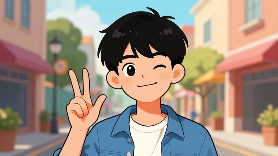 Illustration%20of%20a playful person%20winking%20and%20making%20a%20friendly%20“wait”%20gesture%20with%20a%20cheeky%20smile%20in%20a%20colorful%20street%20background.