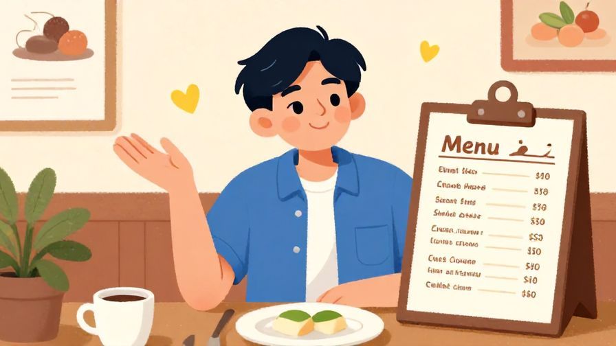 Illustration%20of%20a playful young person%20gesturing to see the menu%20with a cheeky smile%20in a casual diner%2C bright colors%2C illustrated style