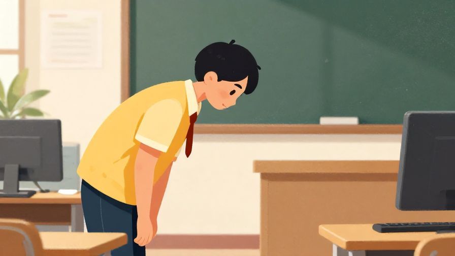 Illustration%20of%20a polite character bowing slightly with a gentle background of office or school setting, vibrant colors, illustrated style