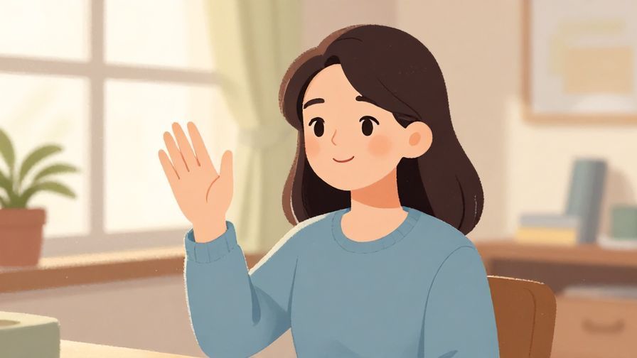 Illustration%20of%20a polite character waving their hand gently to indicate “no problem,” indoors with soft natural light, warm colors, illustrated style