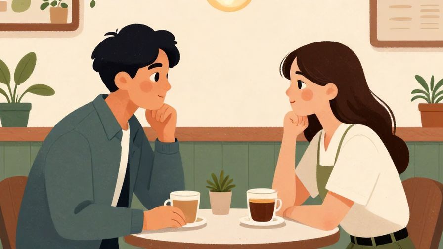 Illustration%20of%20a polite conversation%20between%20two%20people%20in%20a%20quiet%20cafe%2C%20one%20asking%20for%20clarification%20respectfully%2C%20detailed%20background%2C%20vibrant%20colors%2C%20illustrated%20style