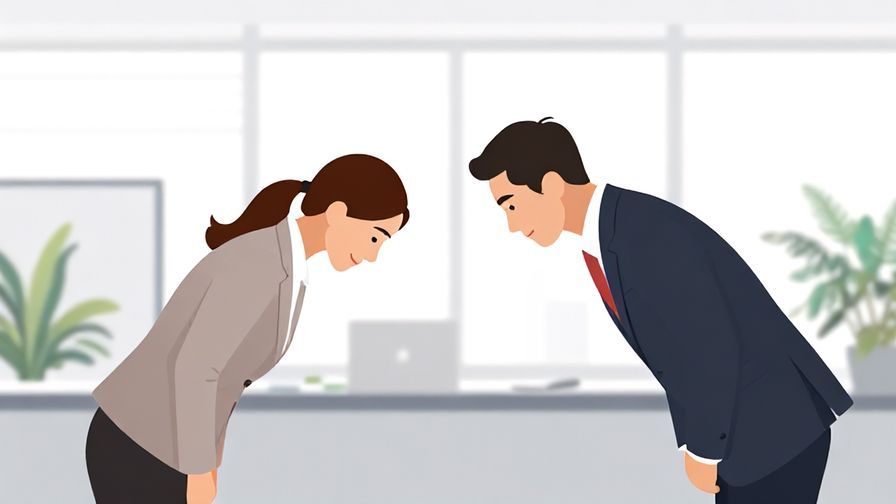 Illustration%20of%20a polite farewell scene in an office, with two colleagues bowing slightly
