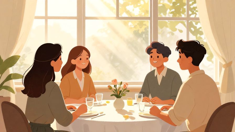Illustration%20of%20a polite gathering smiling warmly under bright sunlight filtering through windows%2C%20with elegant decor and soft sun rays%2C%20illustrated%20style