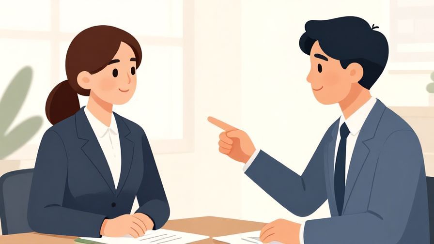 Illustration%20of%20a polite interaction in a professional setting, a person pointing gently to the next individual