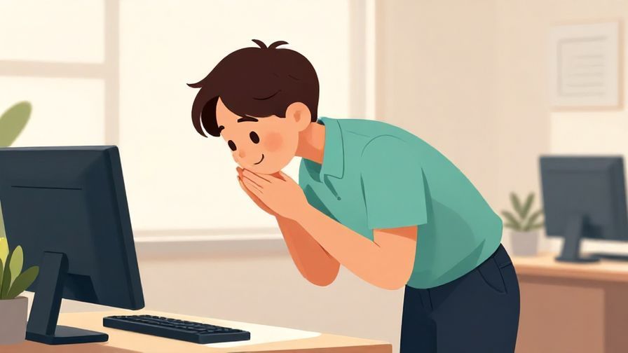 Illustration%20of%20a polite person bowing slightly with a reassuring smile in an office setting, soft lighting, vibrant colors, illustrated style