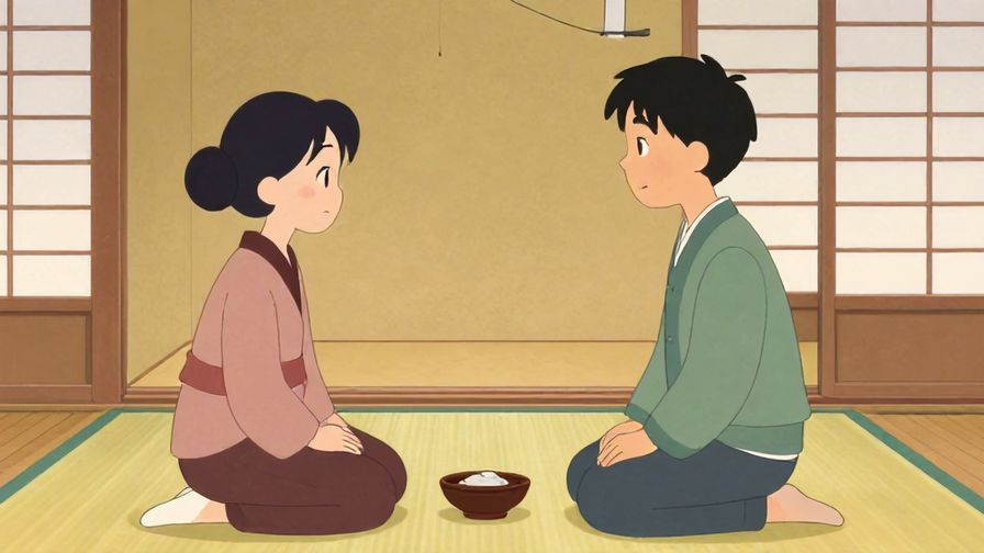 Illustration%20of%20a polite person gently reminding others in a soft-lit traditional Japanese room, warm colors, illustrated style