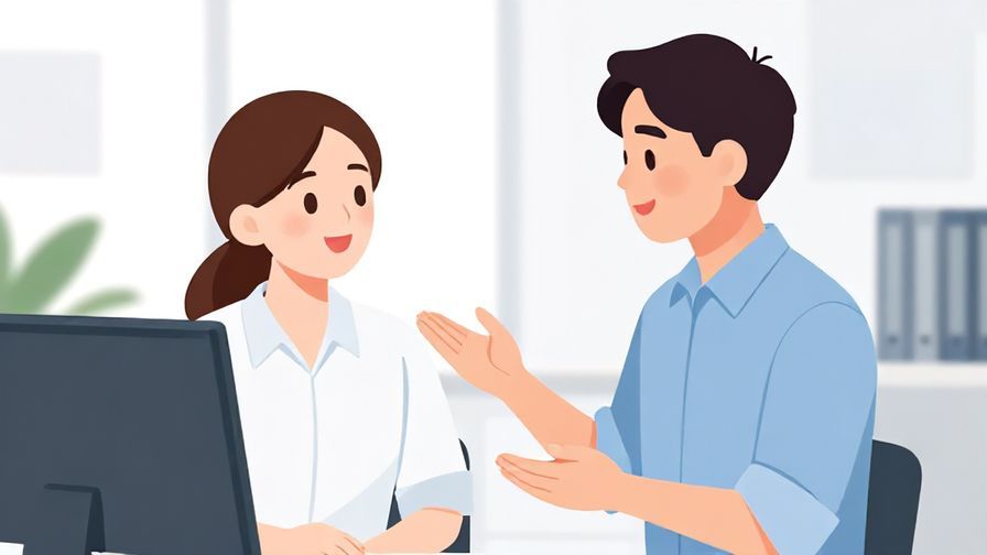 Illustration%20of%20a polite person gently reminding someone with a smile%2C%20office%20background%2C%20clean%20and%20bright%20colors%2C%20illustrated%20style